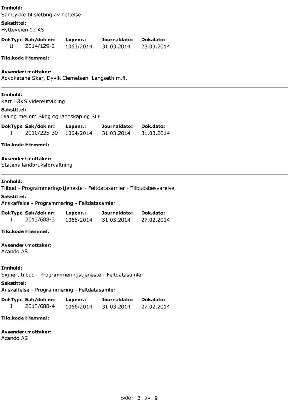 Programmeringstjeneste - Feltdatasamler - Tilbudsbesvarelse Anskaffelse - Programmering - Feltdatasamler 2013/688-3 1065/2014 27.02.