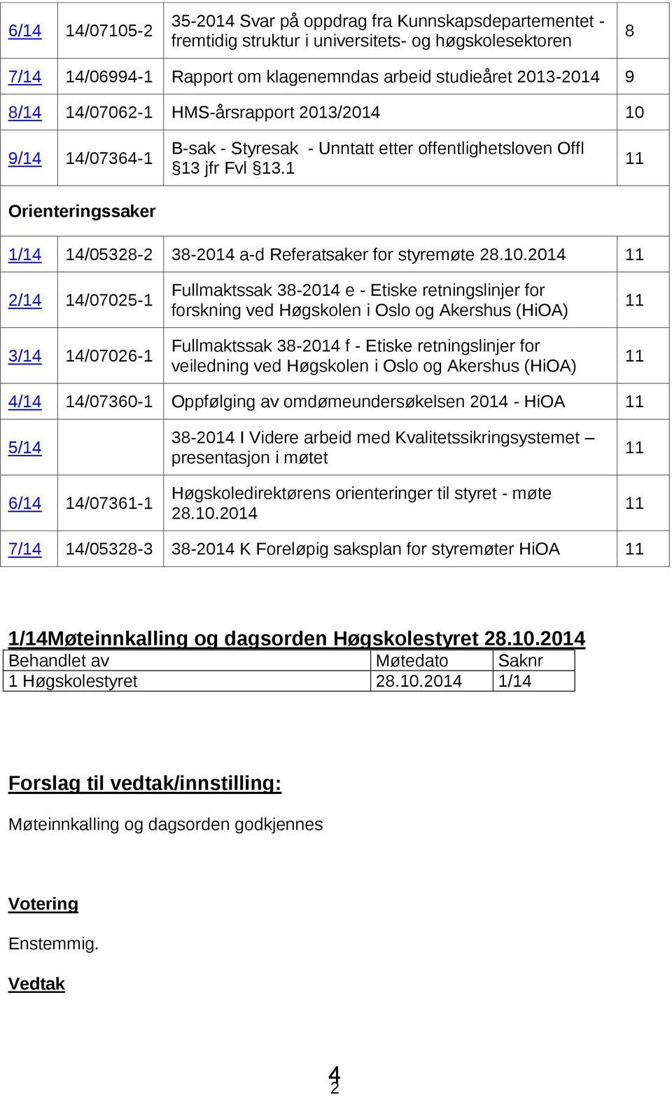 1 11 1/14 14/05328-2 38-2014 a-d Referatsaker for styremøte 28.10.