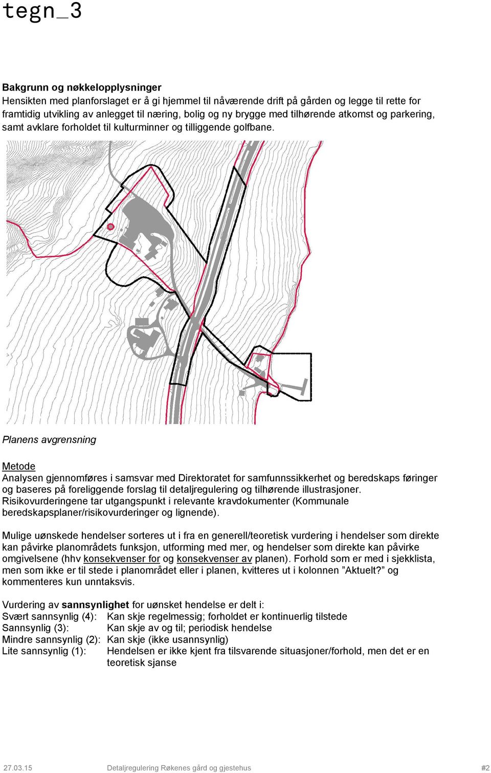 Planens avgrensning Metode Analysen gjennomføres i samsvar med Direktoratet for samfunnssikkerhet og beredskaps føringer og baseres på foreliggende forslag til detaljregulering og tilhørende