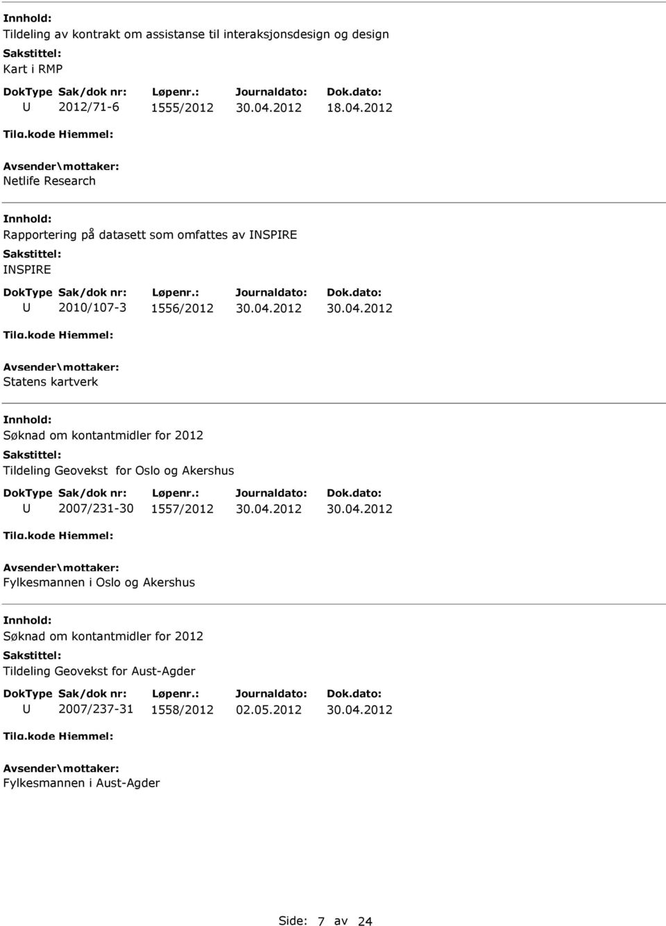 2012 Netlife Research Rapportering på datasett som omfattes av NSPRE NSPRE 2010/107-3 1556/2012