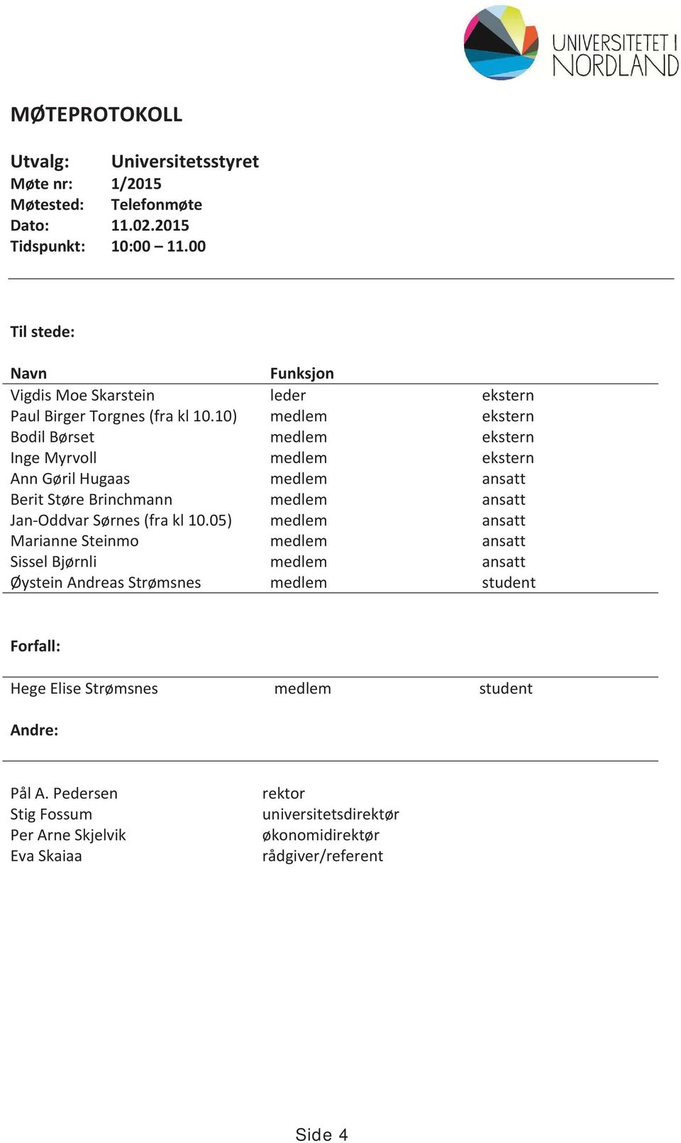 05) Marianne Steinmo Sissel Bjørnli Øystein Andreas Strømsnes Funksjon leder medlem medlem medlem medlem medlem medlem medlem medlem medlem ekstern ekstern ekstern