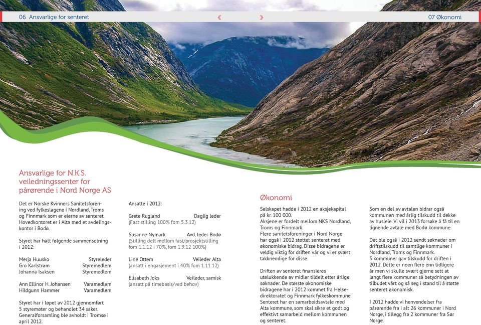 veiledningssenter for pårørende i Nord Norge AS Det er Norske Kvinners Sanitetsforening ved fylkeslagene i Nordland, Troms og Finnmark som er eierne av senteret.