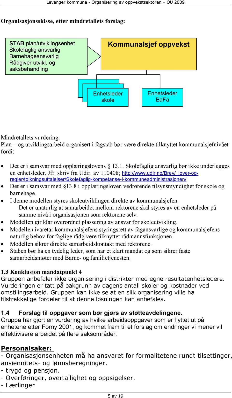 Det er i samsvar med opplæringslovens 13.1. Skolefaglig ansvarlig bør ikke underlegges en enhetsleder. Jfr. skriv fra Udir. av 110408; http://www.udir.