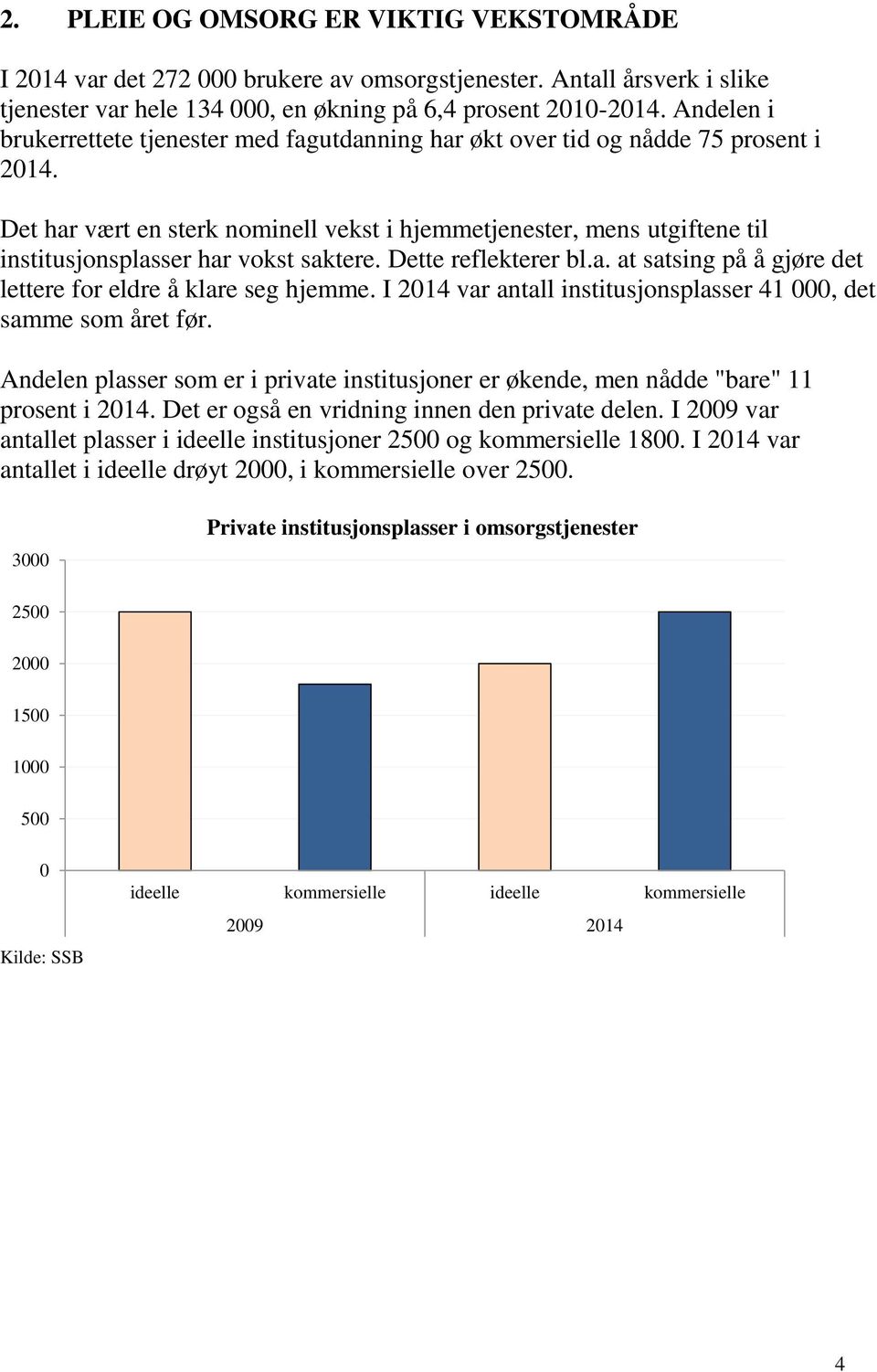 Det har vært en sterk nominell vekst i hjemmetjenester, mens utgiftene til institusjonsplasser har vokst saktere. Dette reflekterer bl.a. at satsing på å gjøre det lettere for eldre å klare seg hjemme.