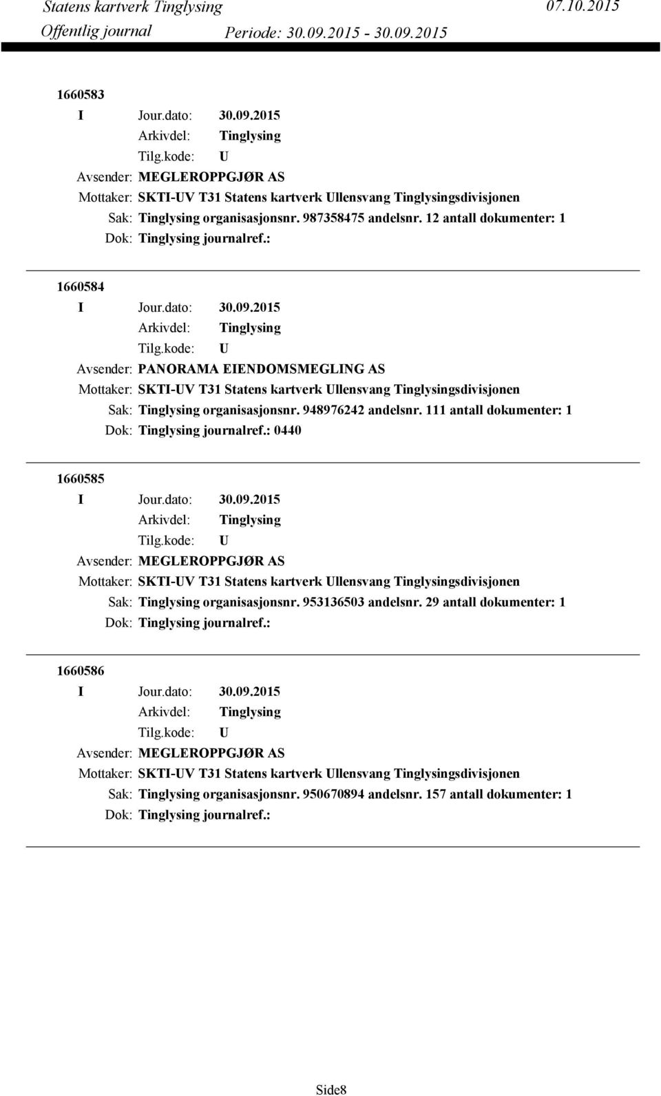 111 antall dokumenter: 1 Dok: journalref.: 0440 1660585 Avsender: MEGLEROPPGJØR AS organisasjonsnr. 953136503 andelsnr.