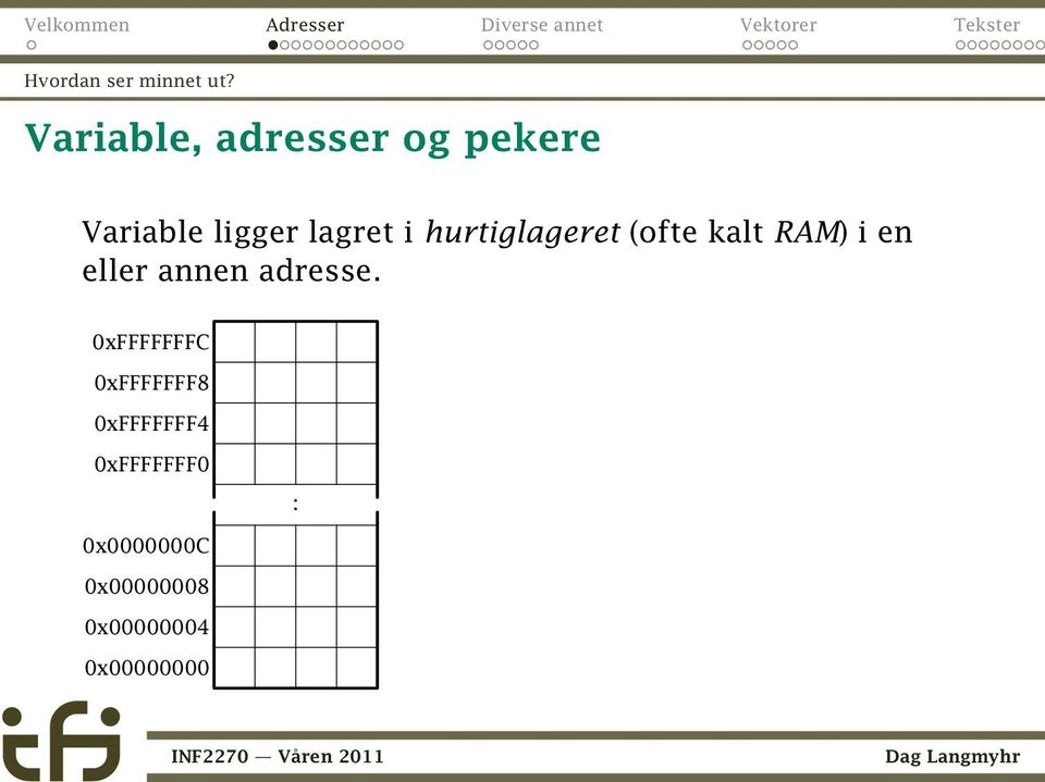 hurtiglageret (ofte kalt RAM) i en eller annen adresse.