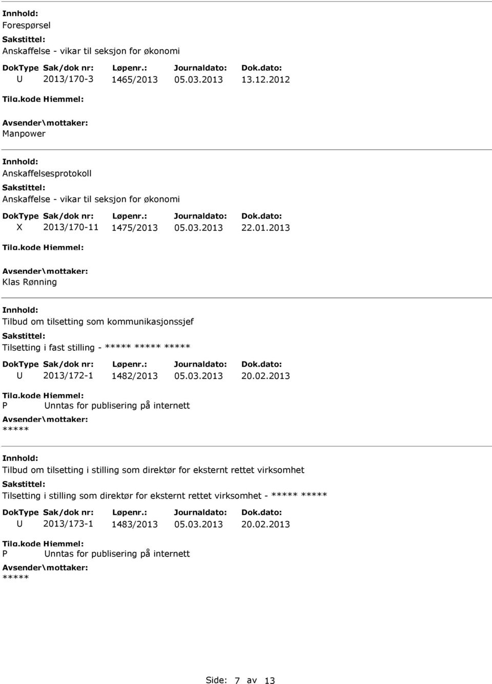 02.2013 nntas for publisering på internett Tilbud om tilsetting i stilling som direktør for eksternt rettet virksomhet Tilsetting i stilling