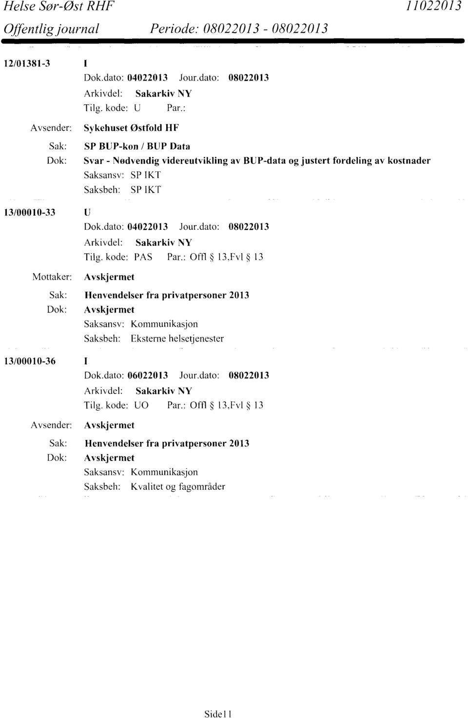 av kostnader Saksansv: SP IKT Saksbeh: SP IKT 13/00010-33 tj Dok.dato: 04022013 Jour.dato: 08022013 Tilg. kode: PAS Par.