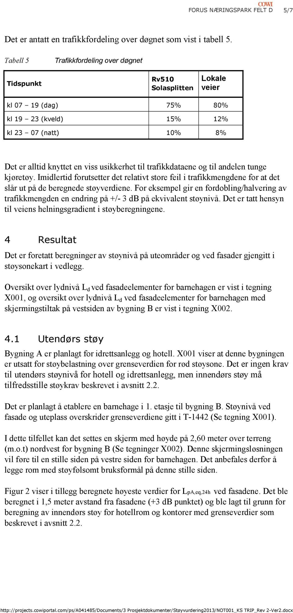 trafikkdataene og til andelen tunge kjøretøy. Imidlertid forutsetter det relativt store feil i trafikkmengdene for at det slår ut på de beregnede støyverdiene.