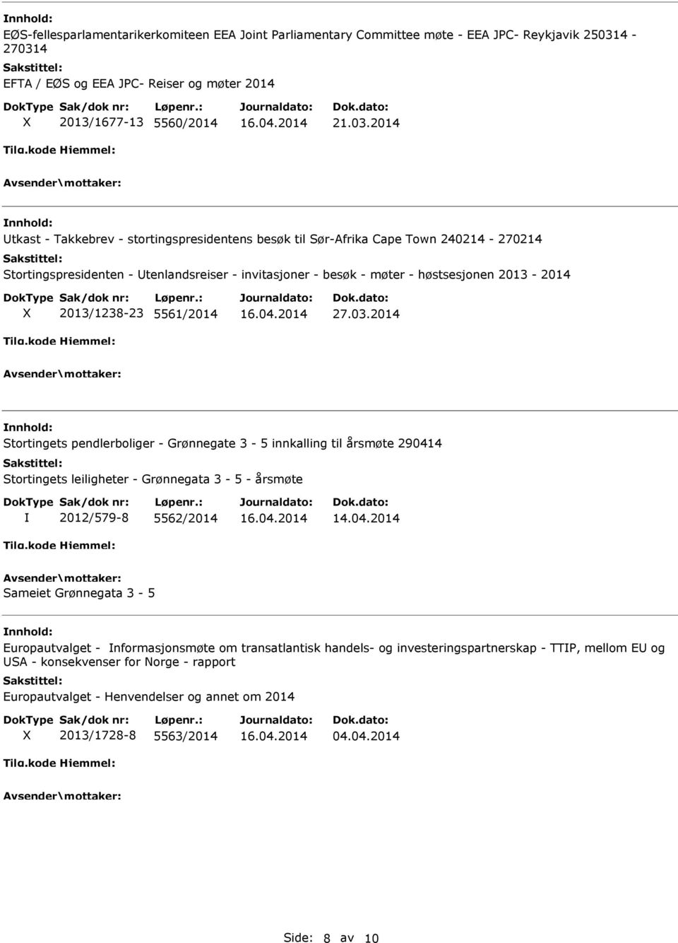 4 EFTA / EØS og EEA JPC- Reiser og møter 2014 2013/1677-13 5560/2014 21.03.