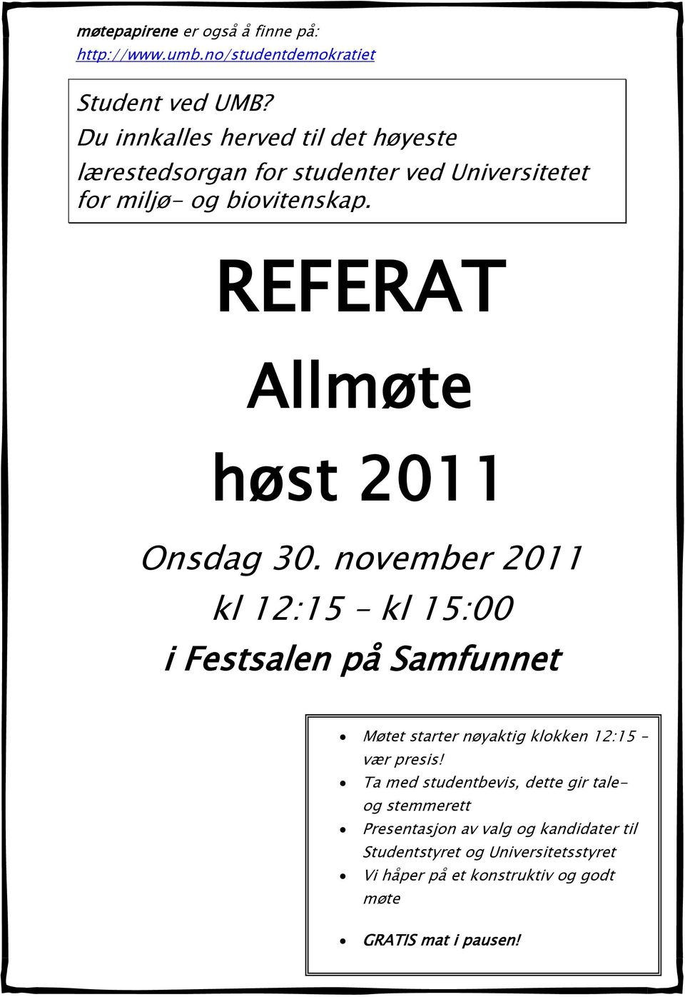 REFERAT Allmøte høst 2011 Onsdag 30.