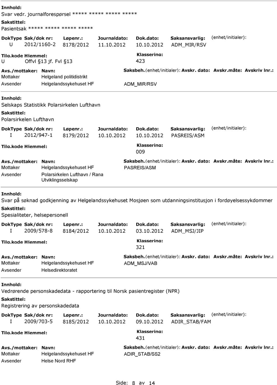 /mottaker: Navn: Saksbeh. Avskr. dato: Avskr.måte: Avskriv lnr.