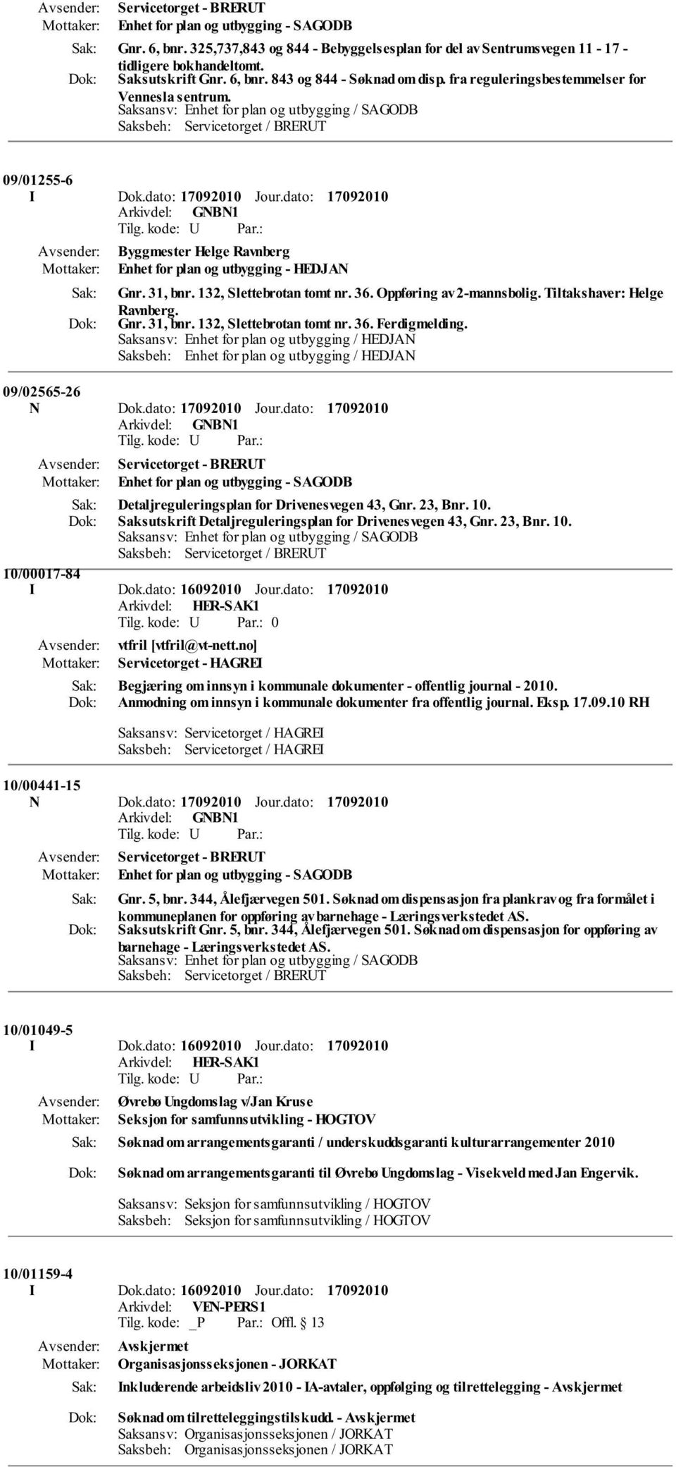 Oppføring av 2-mannsbolig. Tiltakshaver: Helge Ravnberg. Gnr. 31, bnr. 132, Slettebrotan tomt nr. 36. Ferdigmelding.