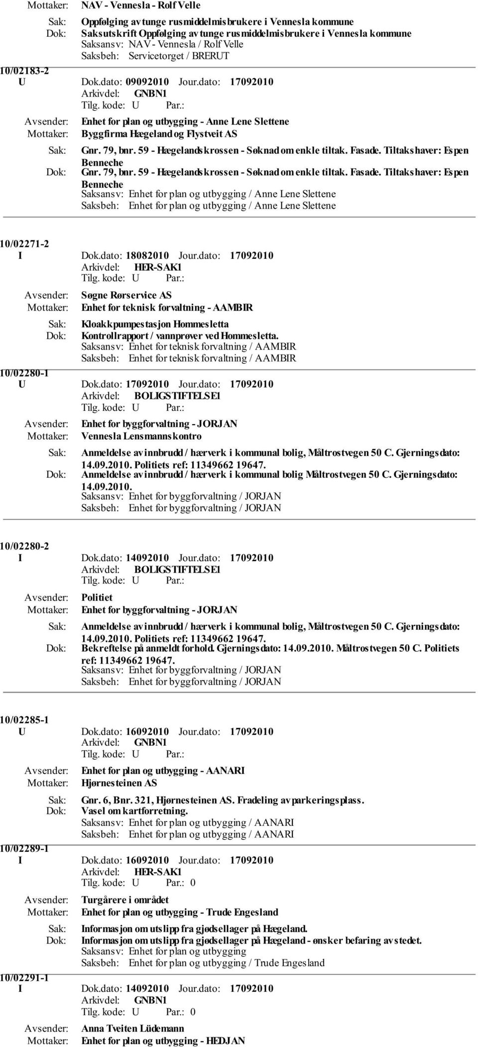 Tiltakshaver: Espen Benneche Gnr. 79, bnr. 59 - Hægelandskrossen - Søknad om enkle tiltak. Fasade.