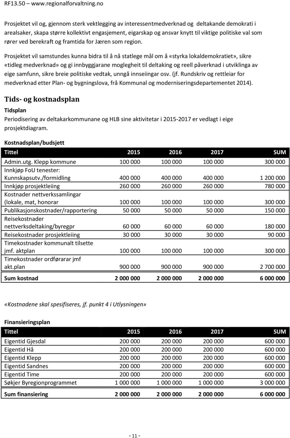 Prosjektet vil samstundes kunna bidra til å nå statlege mål om å «styrka lokaldemokratiet», sikre «tidleg medverknad» og gi innbyggjarane moglegheit til deltaking og reell påverknad i utviklinga av