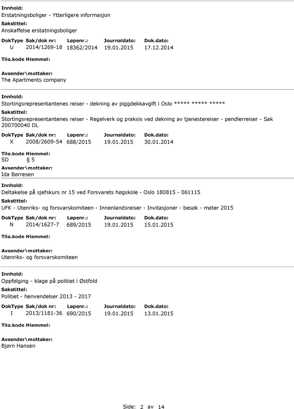 2014 The Apartments company Stortingsrepresentantenes reiser - dekning av piggdekkavgift i Oslo ***** ***** ***** Stortingsrepresentantenes reiser - Regelverk og praksis ved dekning av