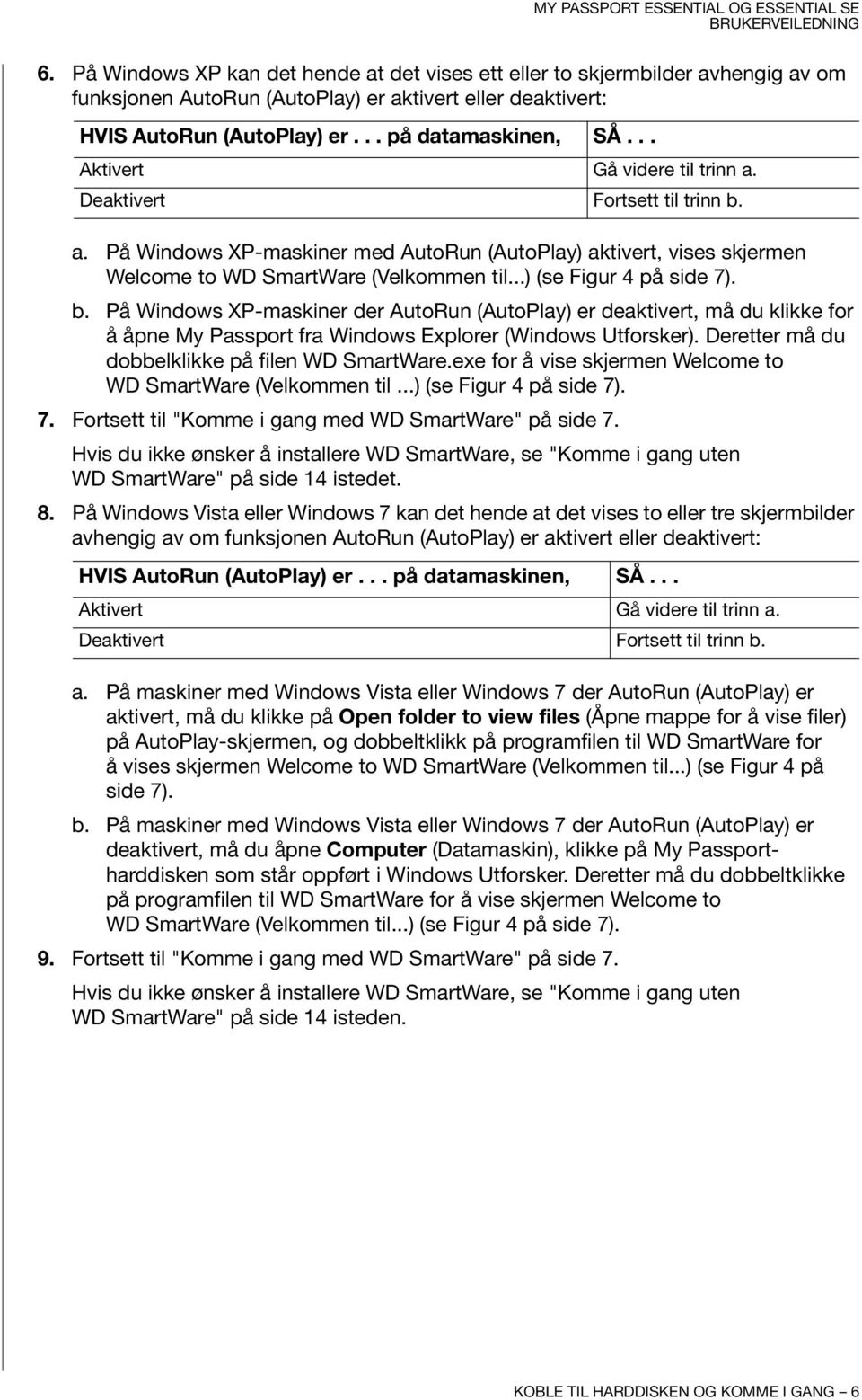 ..) (se Figur 4 på side 7). b. På Windows XP-maskiner der AutoRun (AutoPlay) er deaktivert, må du klikke for å åpne My Passport fra Windows Explorer (Windows Utforsker).