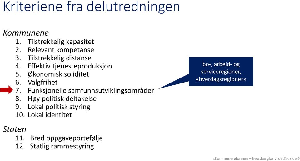 Funksjonelle samfunnsutviklingsområder 8. Høy politisk deltakelse 9. Lokal politisk styring 10.