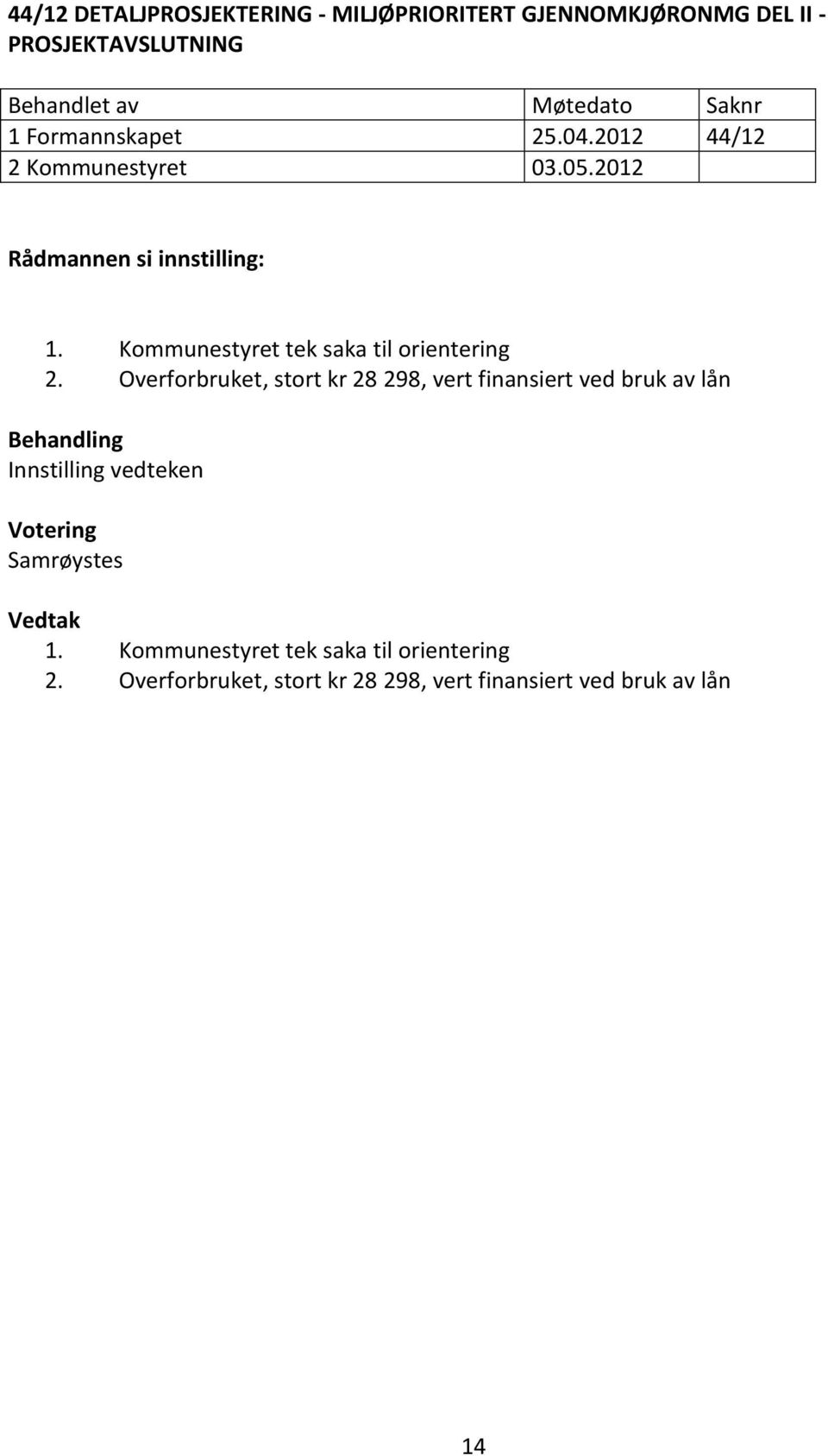 Kommunestyret tek saka til orientering 2.