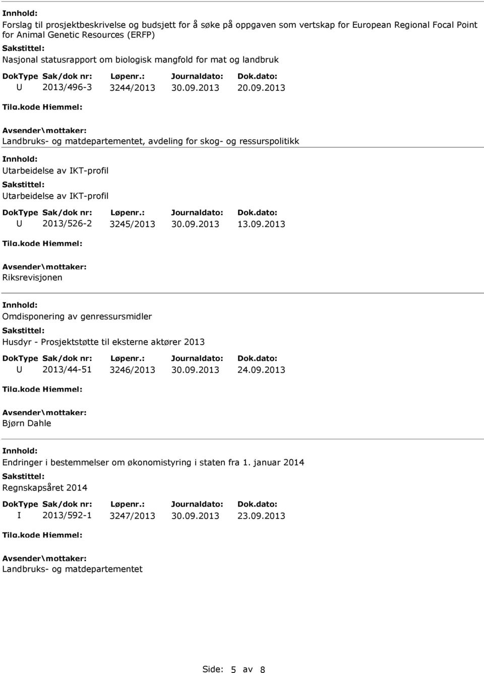 2013 Landbruks- og matdepartementet, avdeling for skog- og ressurspolitikk tarbeidelse av KT-profil tarbeidelse av KT-profil 2013/526-2 3245/2013 13.09.