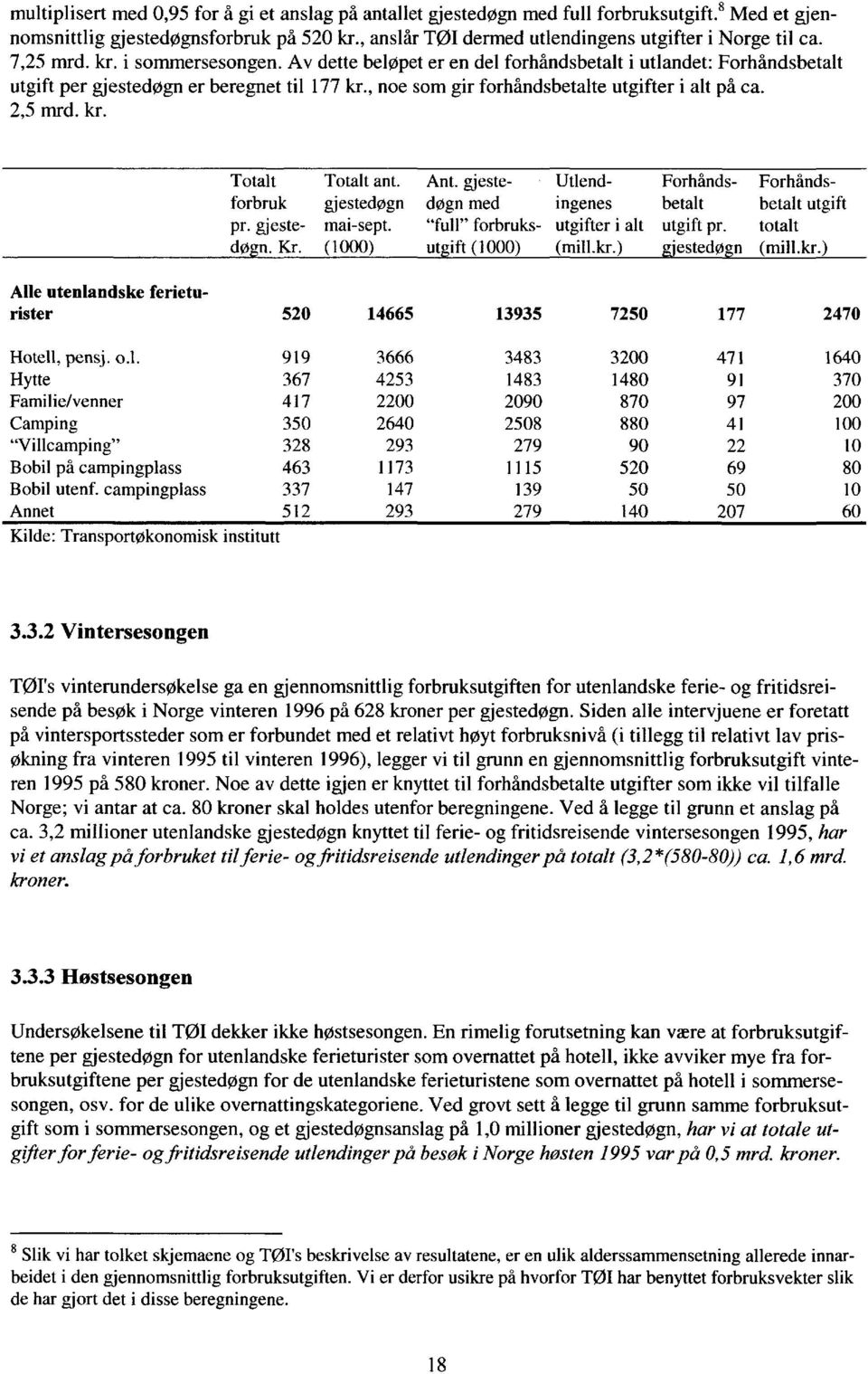 2,5 mrd. kr. Totalt Totalt ant. Ant. gjeste- Utlend- Forhånds- Forhåndsforbruk gjestedøgn døgn med ingenes betalt betalt utgift pr. gjeste- mai-sept. "full" forbruks- utgifter i alt utgift pr.