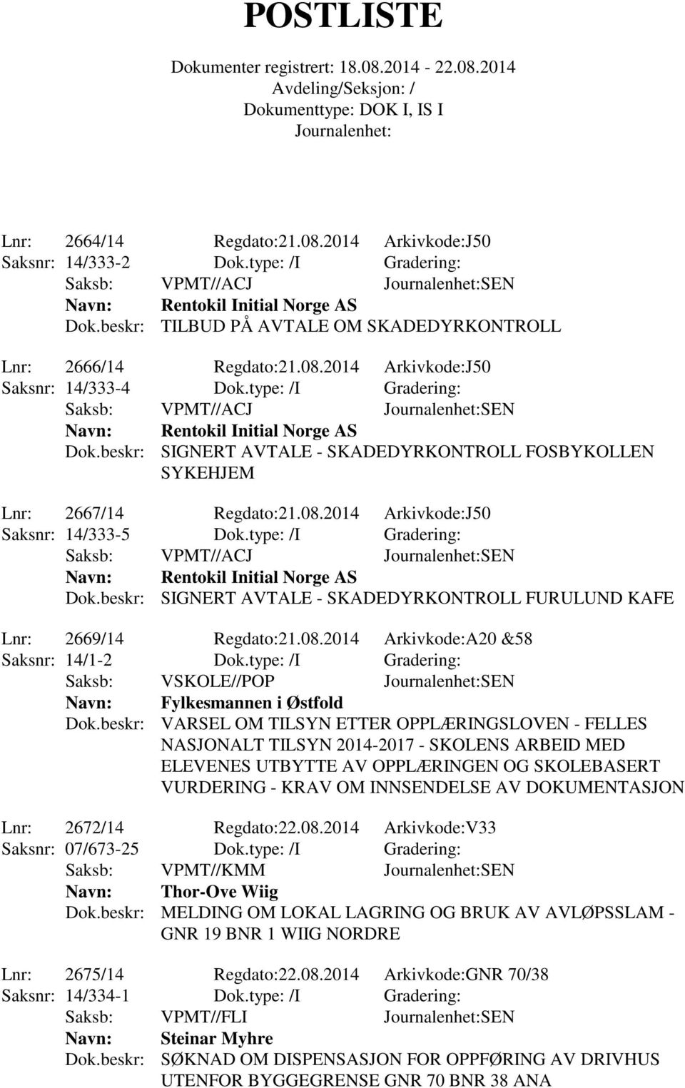 beskr: SIGNERT AVTALE - SKADEDYRKONTROLL FOSBYKOLLEN SYKEHJEM Lnr: 2667/14 Regdato:21.08.2014 Arkivkode:J50 Saksnr: 14/333-5 Dok.