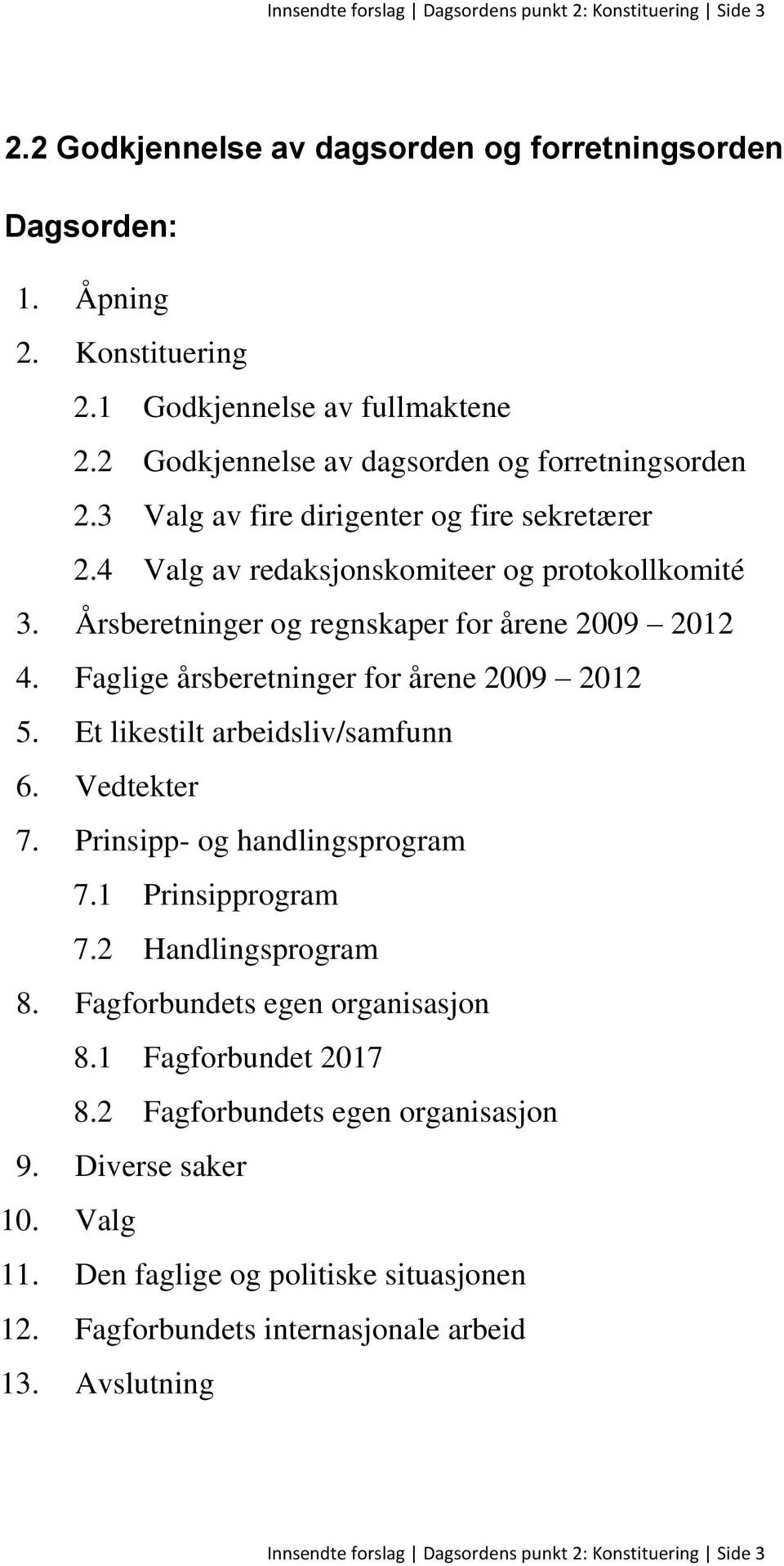 Faglige årsberetninger for årene 2009 2012 5. Et likestilt arbeidsliv/samfunn 6. Vedtekter 7. Prinsipp- og handlingsprogram 7.1 Prinsipprogram 7.2 Handlingsprogram 8.