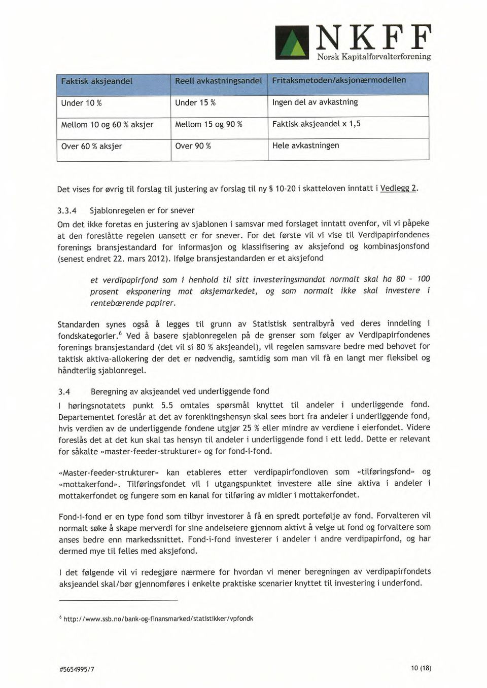 3.4 Sjablonregelen er for snever Om det ikke foretas en justering av sjablonen i samsvar med forslaget inntatt ovenfor, vil vi påpeke at den foreslåtte regelen uansett er for snever.