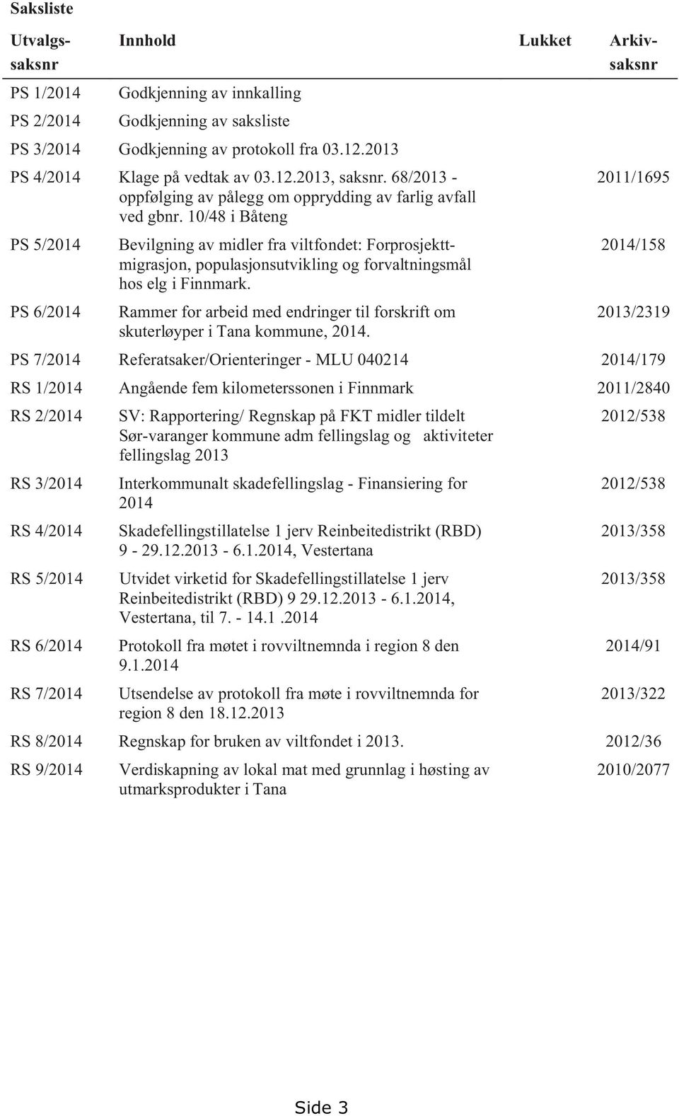 10/48 i Båteng PS 5/2014 Bevilgning av midler fra viltfondet: Forprosjekttmigrasjon, populasjonsutvikling og forvaltningsmål hos elg i Finnmark.