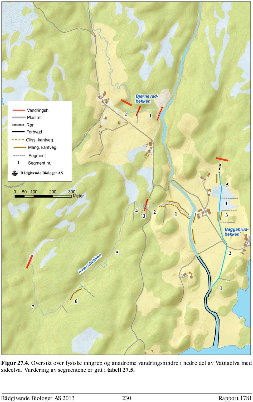 vandringshindre i nedre del av Vatnaelva med