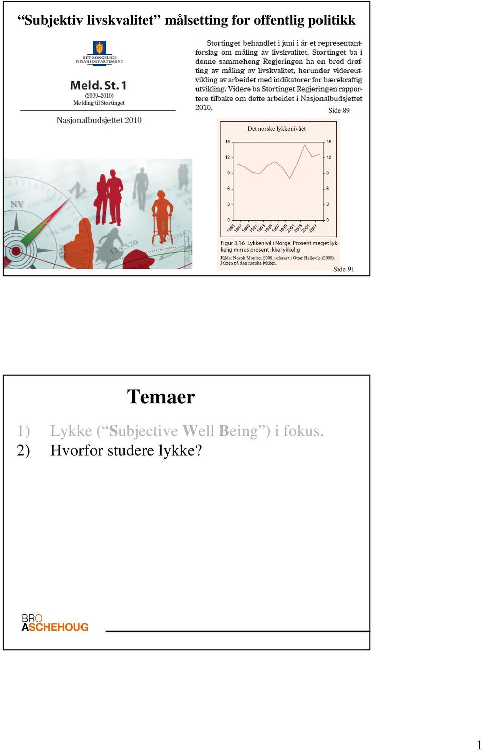 Temaer 1) Lykke ( Subjective Well