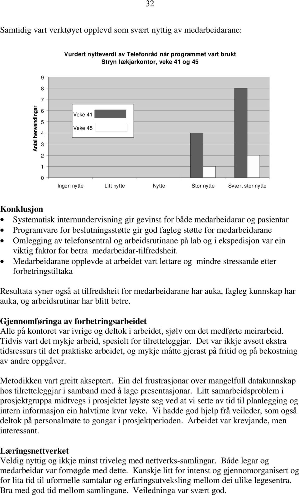 beslutningsstøtte gir god fagleg støtte for medarbeidarane Omlegging av telefonsentral og arbeidsrutinane på lab og i ekspedisjon var ein viktig faktor for betra medarbeidar-tilfredsheit.