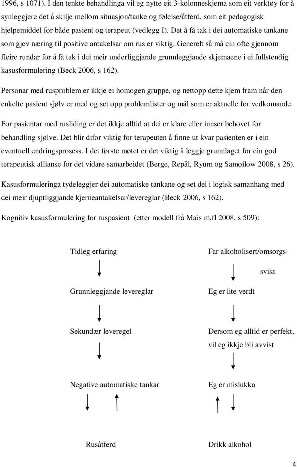 terapeut (vedlegg I). Det å få tak i dei automatiske tankane som gjev næring til positive antakelsar om rus er viktig.