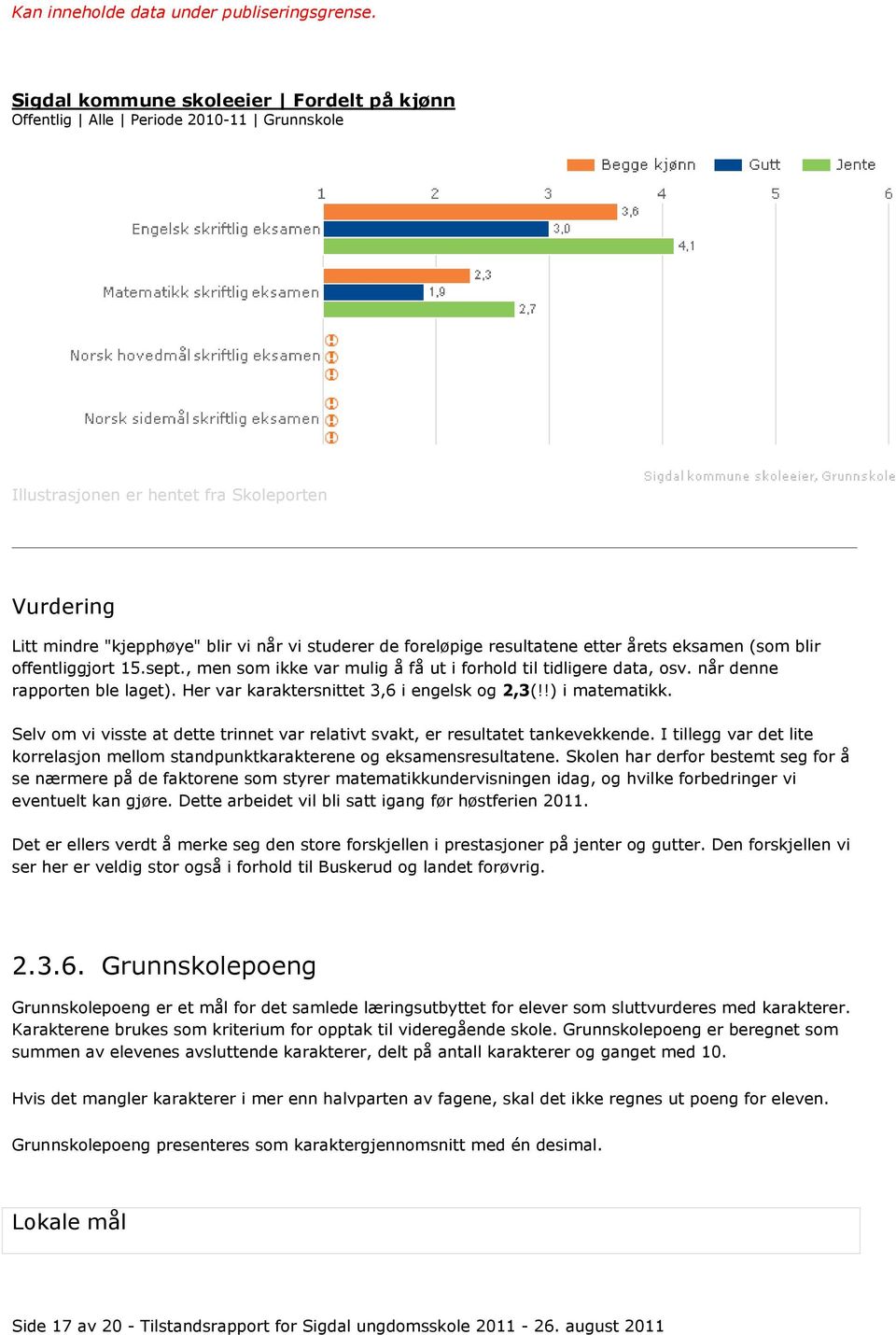 !) i matematikk. Selv om vi visste at dette trinnet var relativt svakt, er resultatet tankevekkende. I tillegg var det lite korrelasjon mellom standpunktkarakterene og eksamensresultatene.