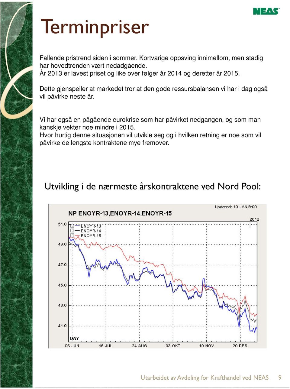 Dette gjenspeiler at markedet tror at den gode ressursbalansen vi har i dag også vil påvirke neste år.