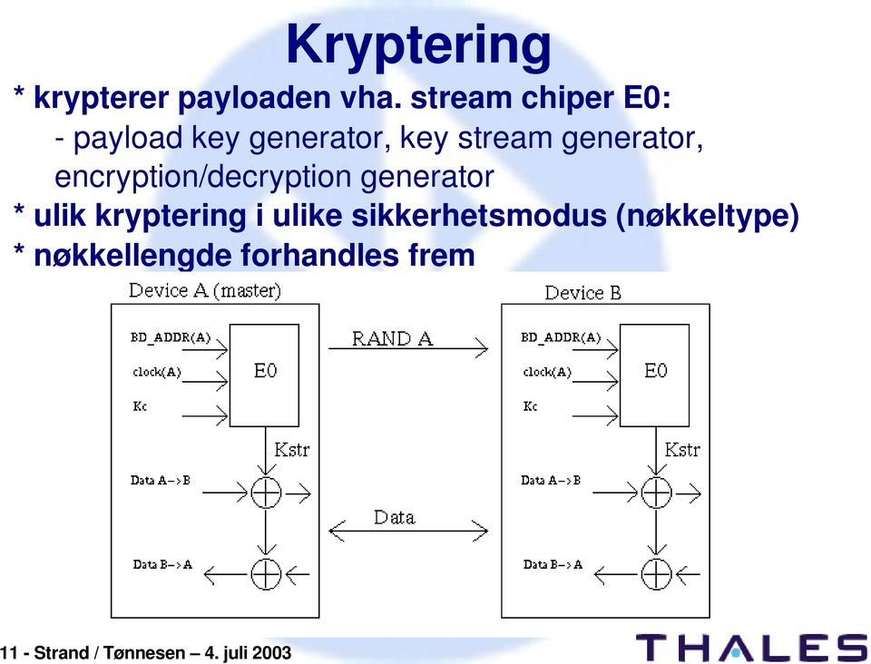 stream chiper E0: payload key generator, key stream generator,