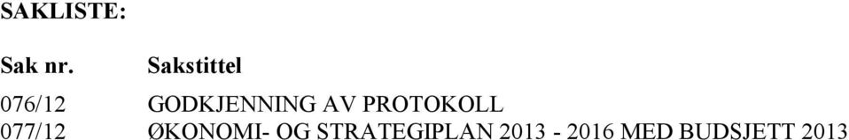 AV PROTOKOLL 077/12 ØKONOMI-