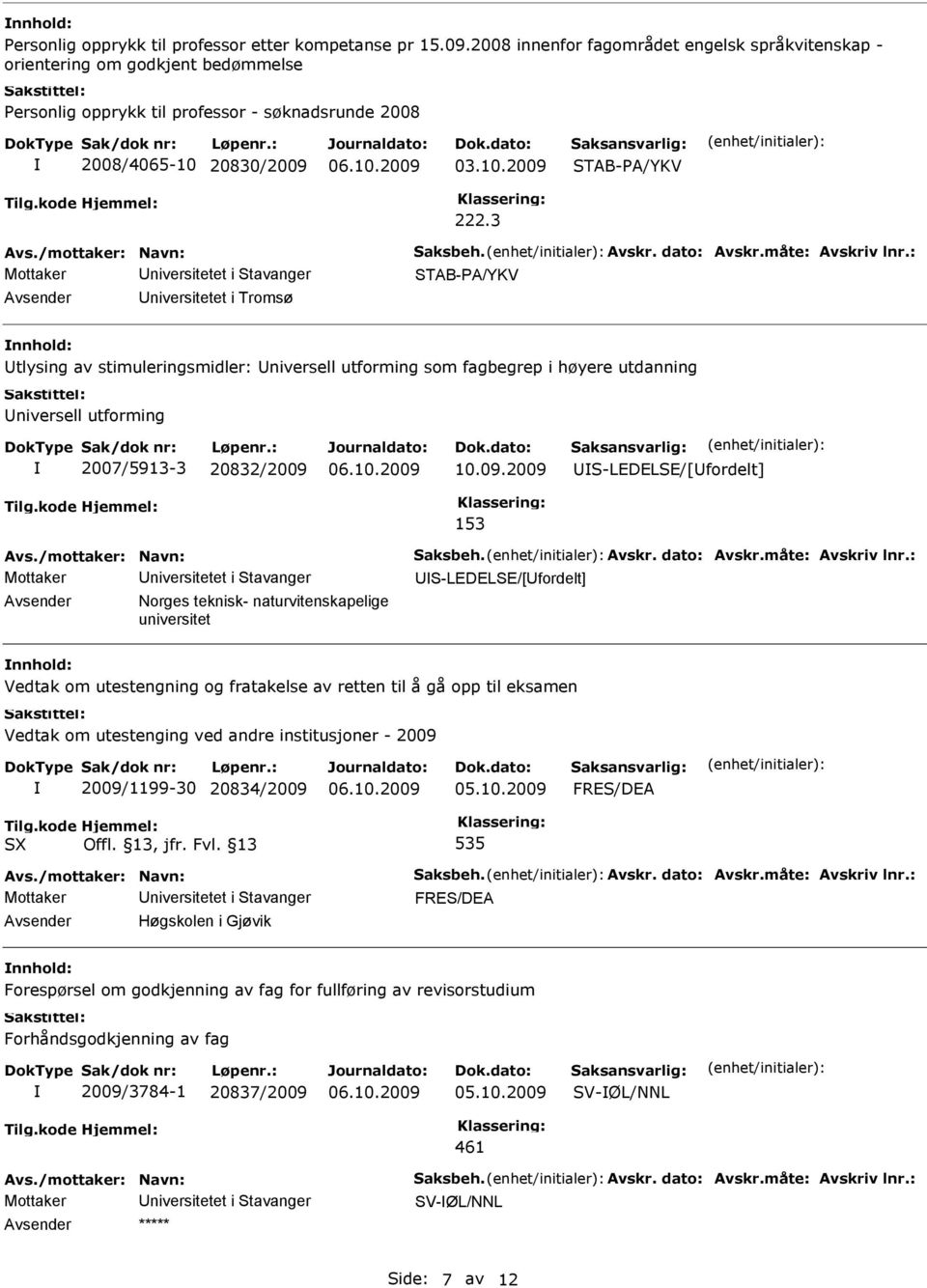 3 TAB-PA/YKV niversitetet i Tromsø tlysing av stimuleringsmidler: niversell utforming som fagbegrep i høyere utdanning niversell utforming 2007/5913-3 20832/2009 