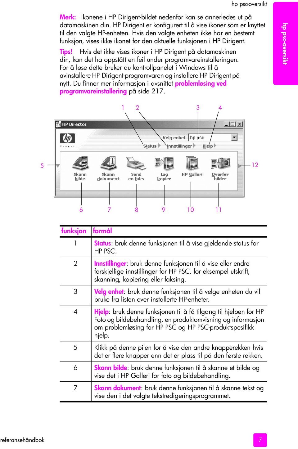 Hvis det ikke vises ikoner i HP Dirigent på datamaskinen din, kan det ha oppstått en feil under programvareinstalleringen.