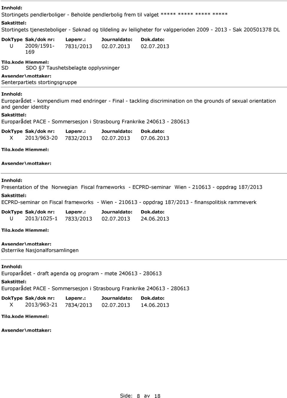 : 7831/2013 O 7 Taushetsbelagte opplysninger Senterpartiets stortingsgruppe Europarådet - kompendium med endringer - Final - tackling discrimination on the grounds of sexual orientation and gender