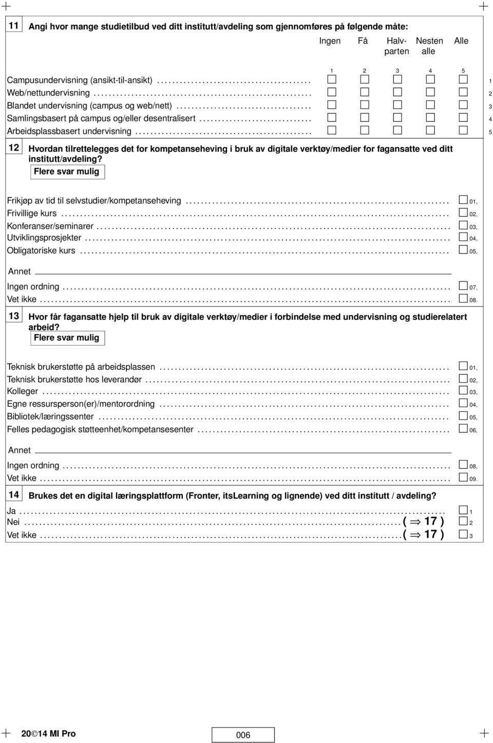 ............................. 4 Arbeidsplassbasert undervisning............................................... 5 2 Hvordan tilrettelegges det for kompetanseheving i bruk av digitale verktøy/medier for fagansatte ved ditt institutt/avdeling?