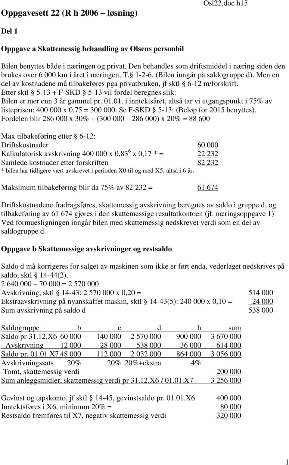 Men en del av kostnadene må tilbakeføres pga privatbruken, jf sktl 6-12 m/forskrift. Etter sktl 5-13 + F-SKD 5-13 vil fordel beregnes slik: Bilen er mer enn 3 år gammel pr. 01.