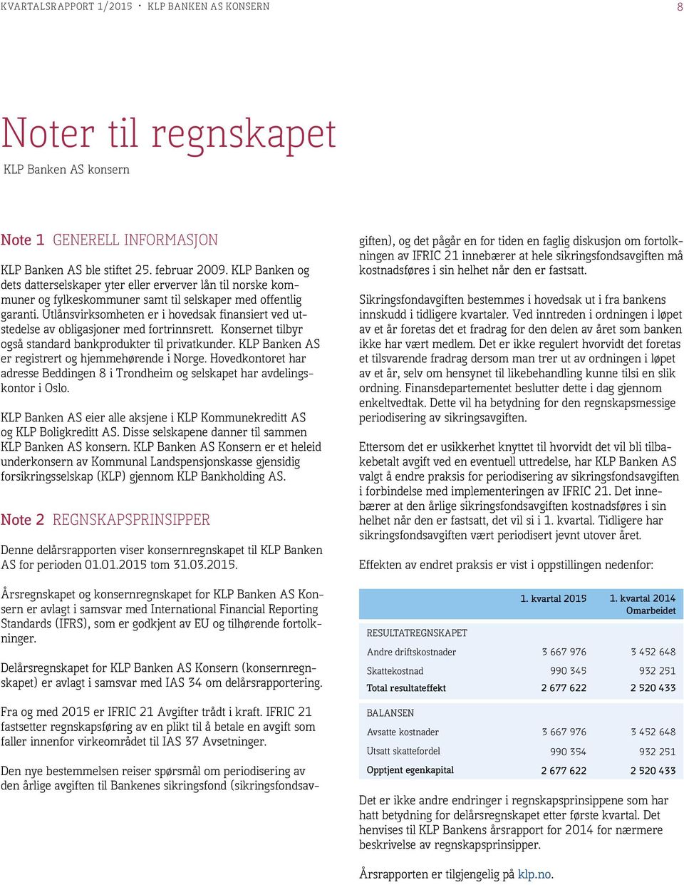 Utlånsvirksomheten er i hovedsak finansiert ved utstedelse av obligasjoner med fortrinnsrett. Konsernet tilbyr også standard bankprodukter til privatkunder.