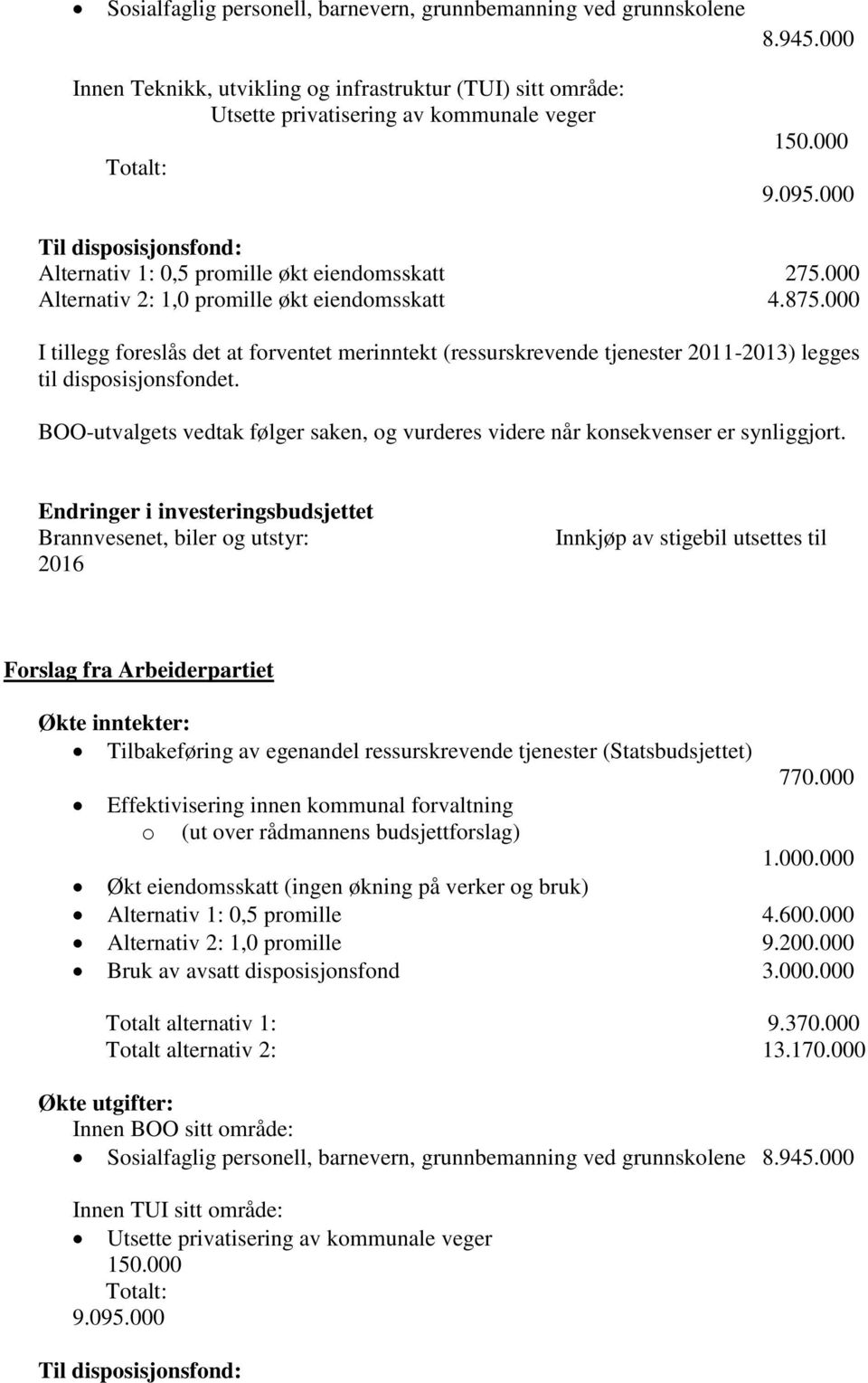 000 I tillegg foreslås det at forventet merinntekt (ressurskrevende tjenester 2011-2013) legges til disposisjonsfondet.