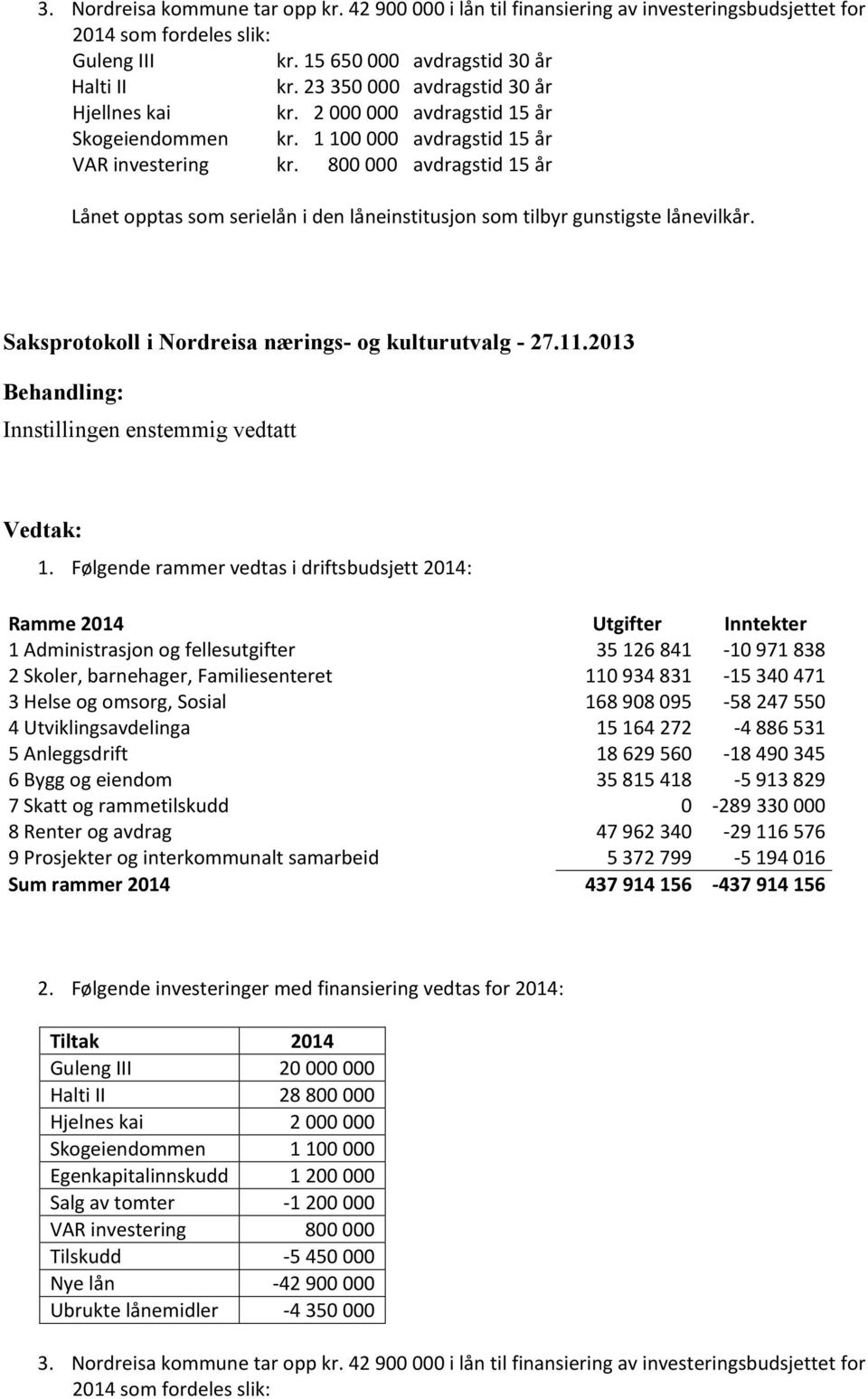 23 350 000 avdragstid 30 år Saksprotokoll i Nordreisa nærings- og kulturutvalg - 27.11.