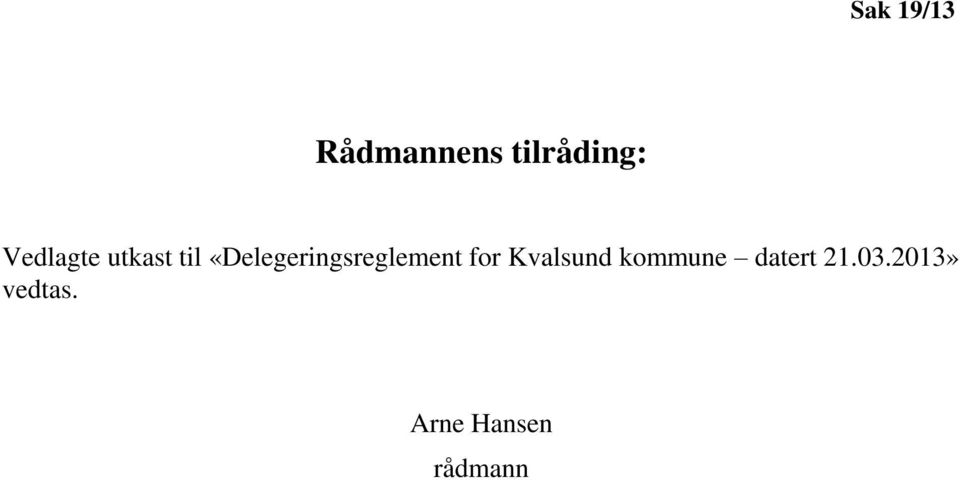 «Delegeringsreglement for Kvalsund
