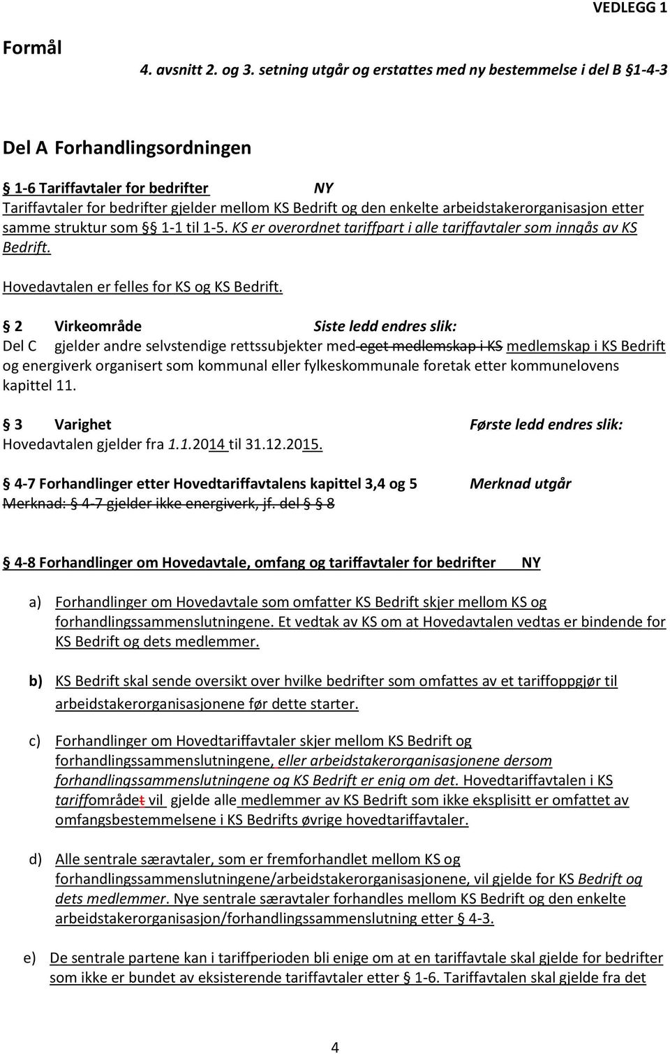 arbeidstakerorganisasjon etter samme struktur som 1-1 til 1-5. KS er overordnet tariffpart i alle tariffavtaler som inngås av KS Bedrift. Hovedavtalen er felles for KS og KS Bedrift.