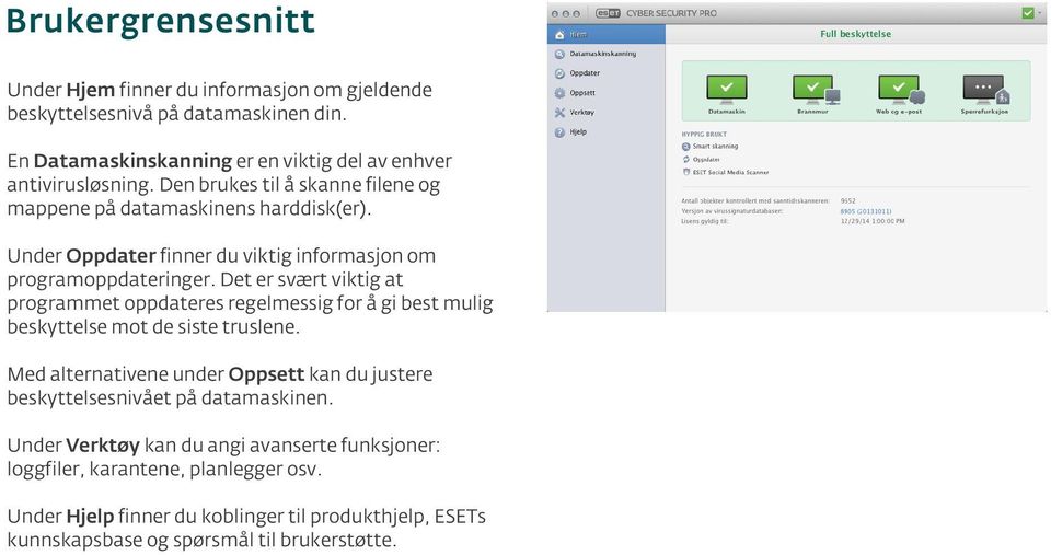 Det er svært viktig at programmet oppdateres regelmessig for å gi best mulig beskyttelse mot de siste truslene.