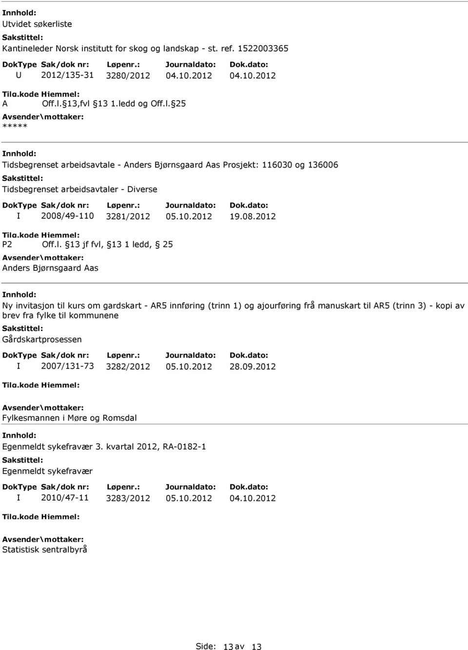 2012 nders Bjørnsgaard as Ny invitasjon til kurs om gardskart - R5 innføring (trinn 1) og ajourføring frå manuskart til R5 (trinn 3) - kopi av brev fra fylke til kommunene