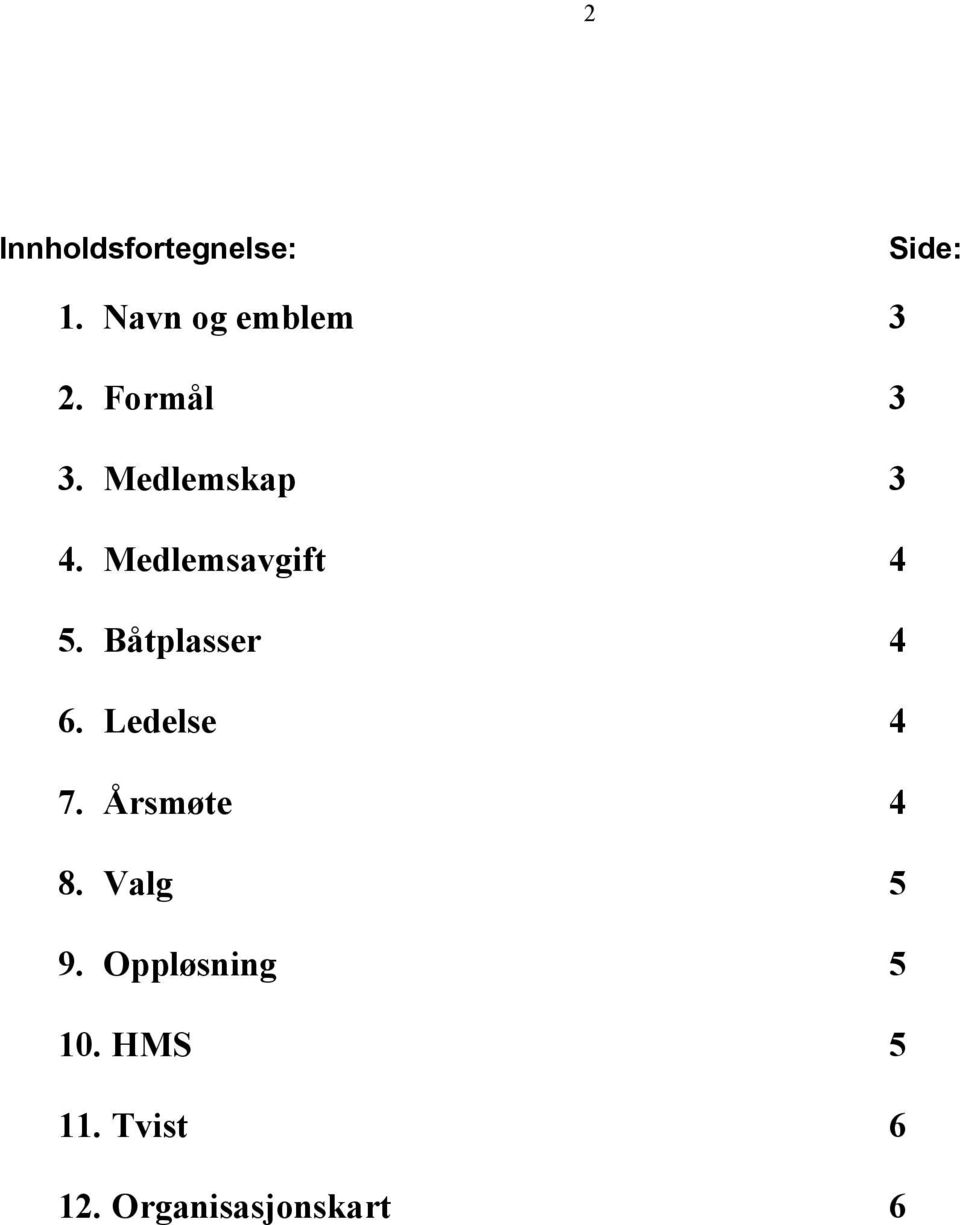 Båtplasser 4 6. Ledelse 4 7. Årsmøte 4 8. Valg 5 9.